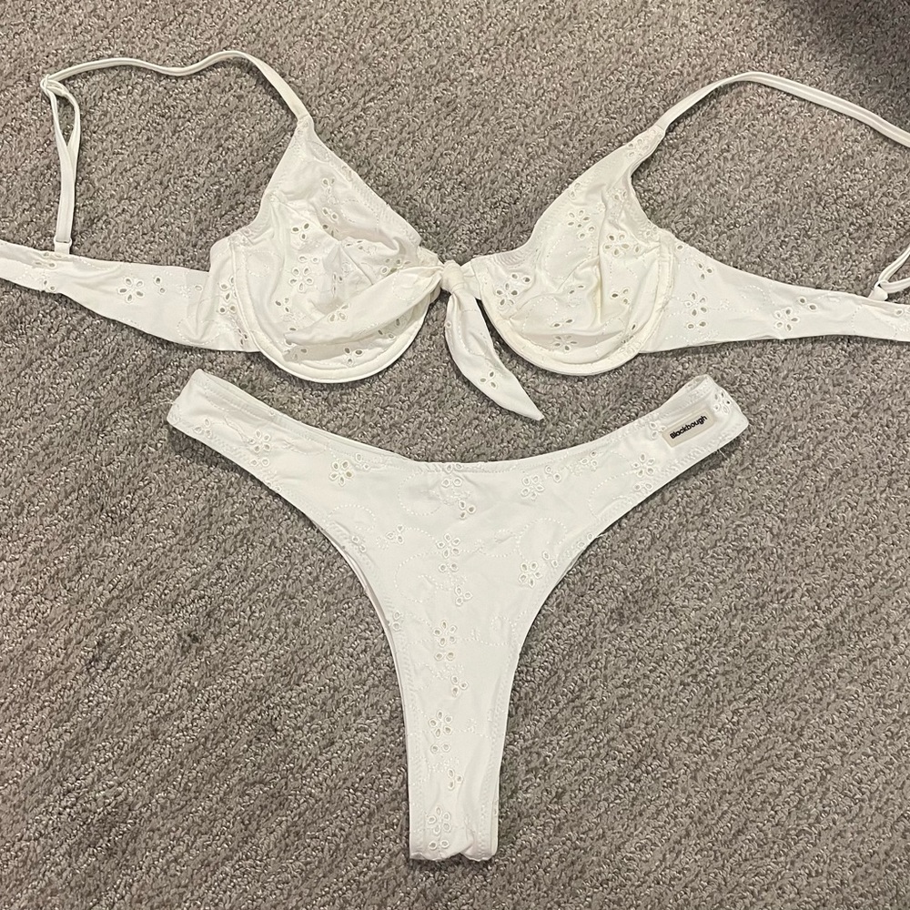Black Bough white eyelet bikini set